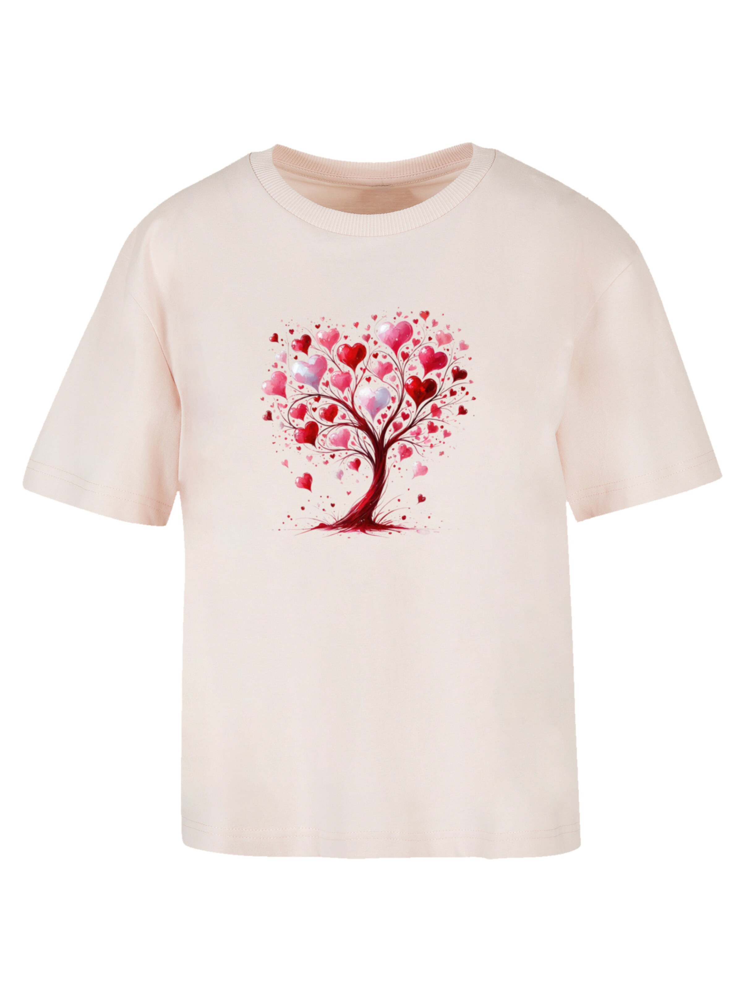 F4NT4STIC Shirt 'Herz Baum Aquarell Druck' in Pink: front