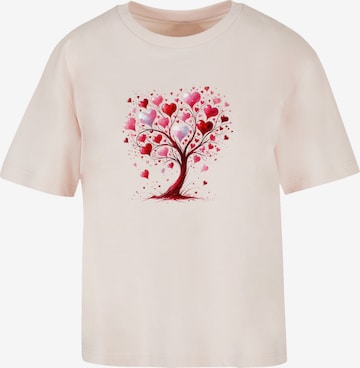 T-shirt 'Herz Baum Aquarell Druck' F4NT4STIC en rose : devant