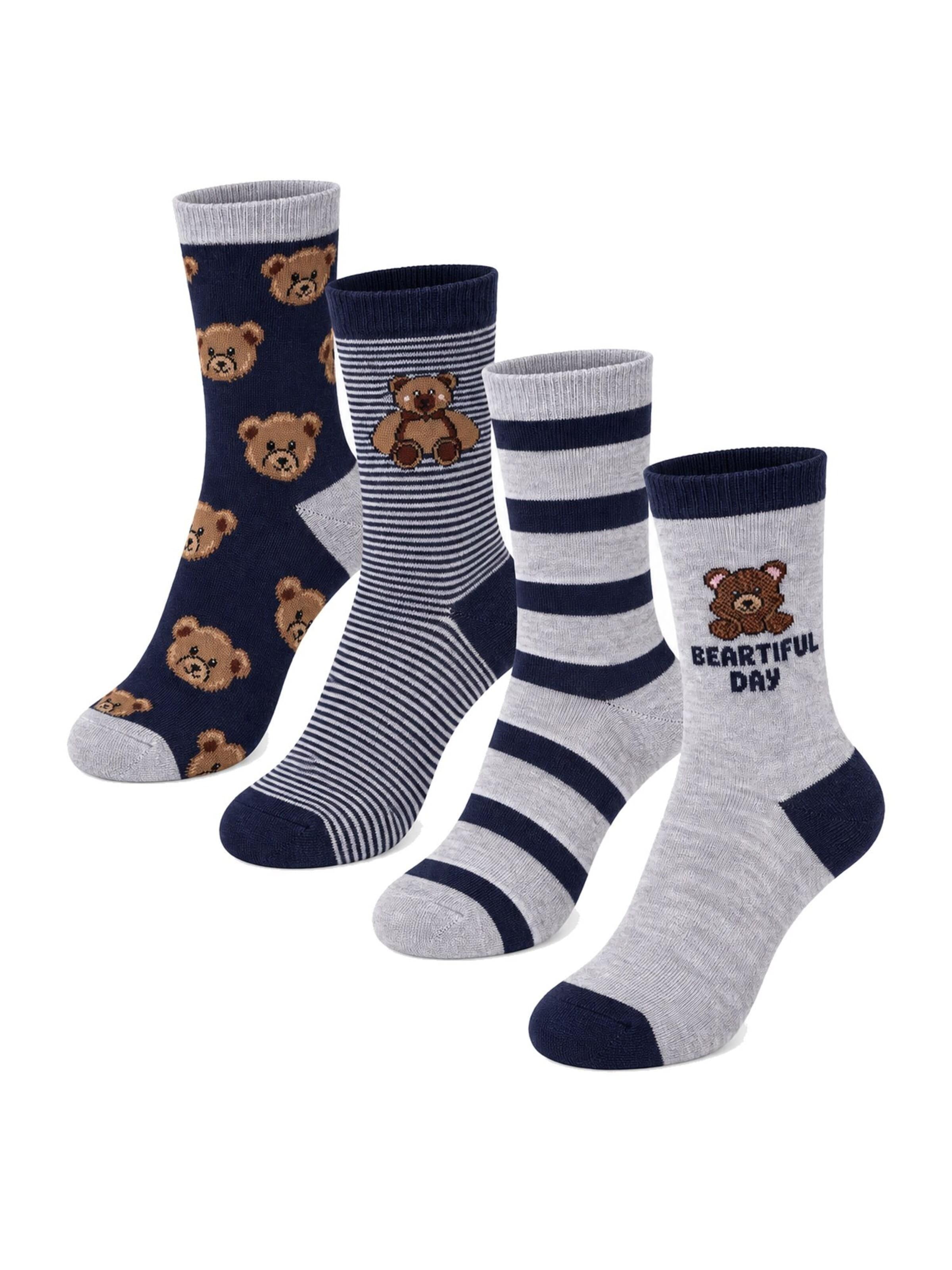 Penti Socken 'PENTI Jungen Teddy-Bär-Muster 4er-Pack Socken'‌‌‌ in Mischfarben: Vorderseite