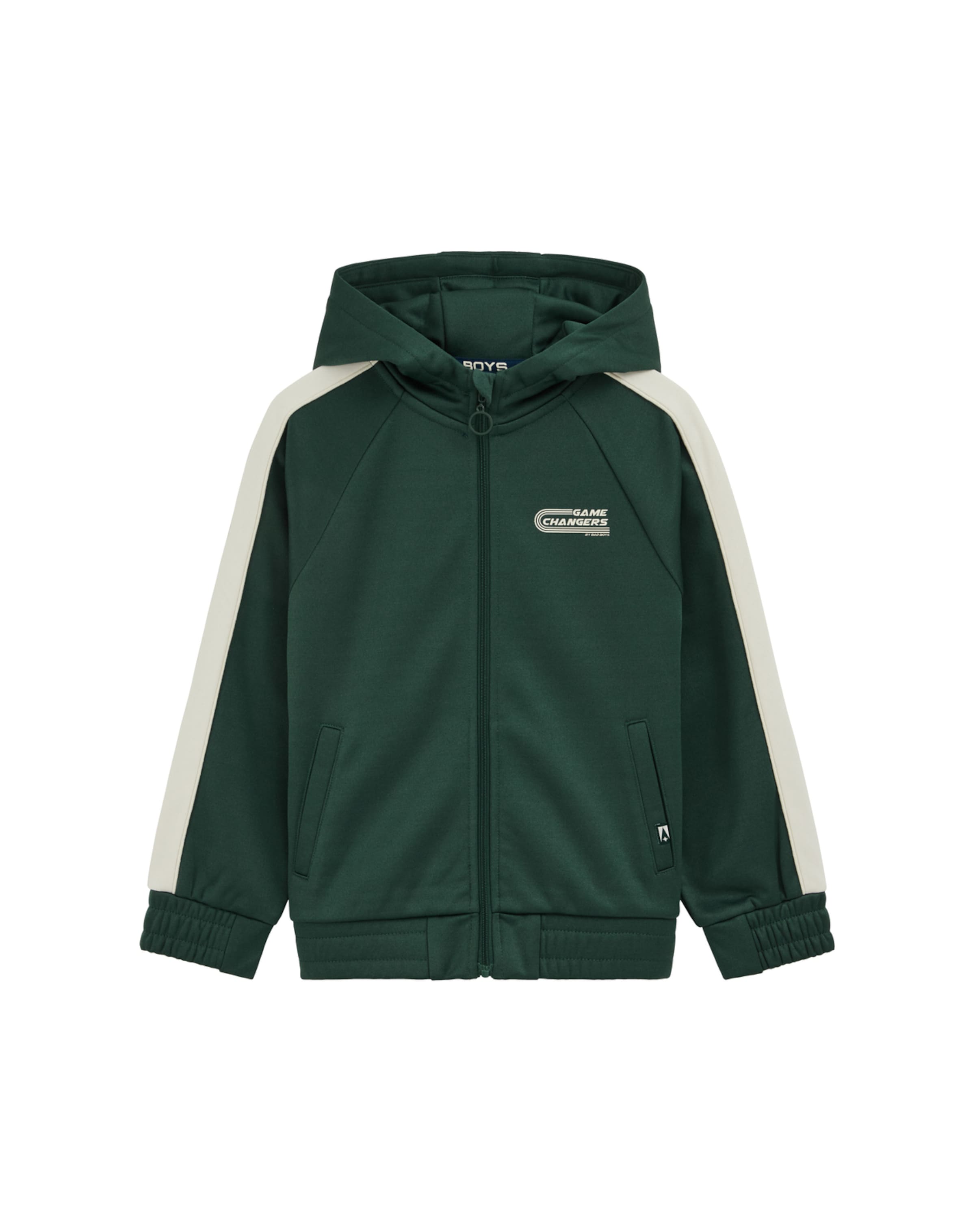 WE Fashion - Sudadera con cremallera en verde: frente