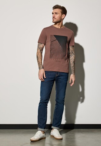 Street One MEN T-Shirt mit Print in Braun
