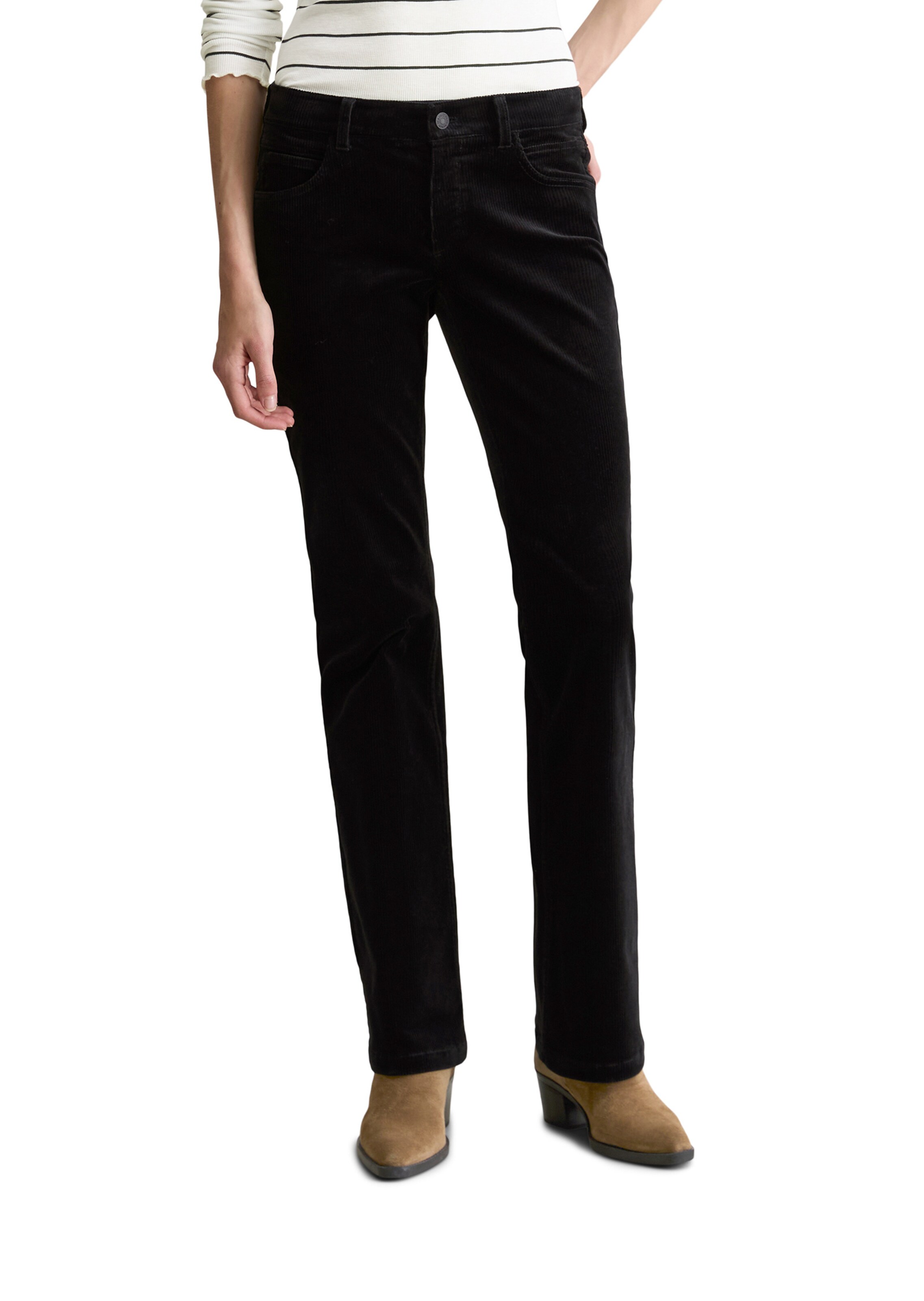 Marc O'Polo DENIM Boot cut Trousers 'Tomma' in Black: front
