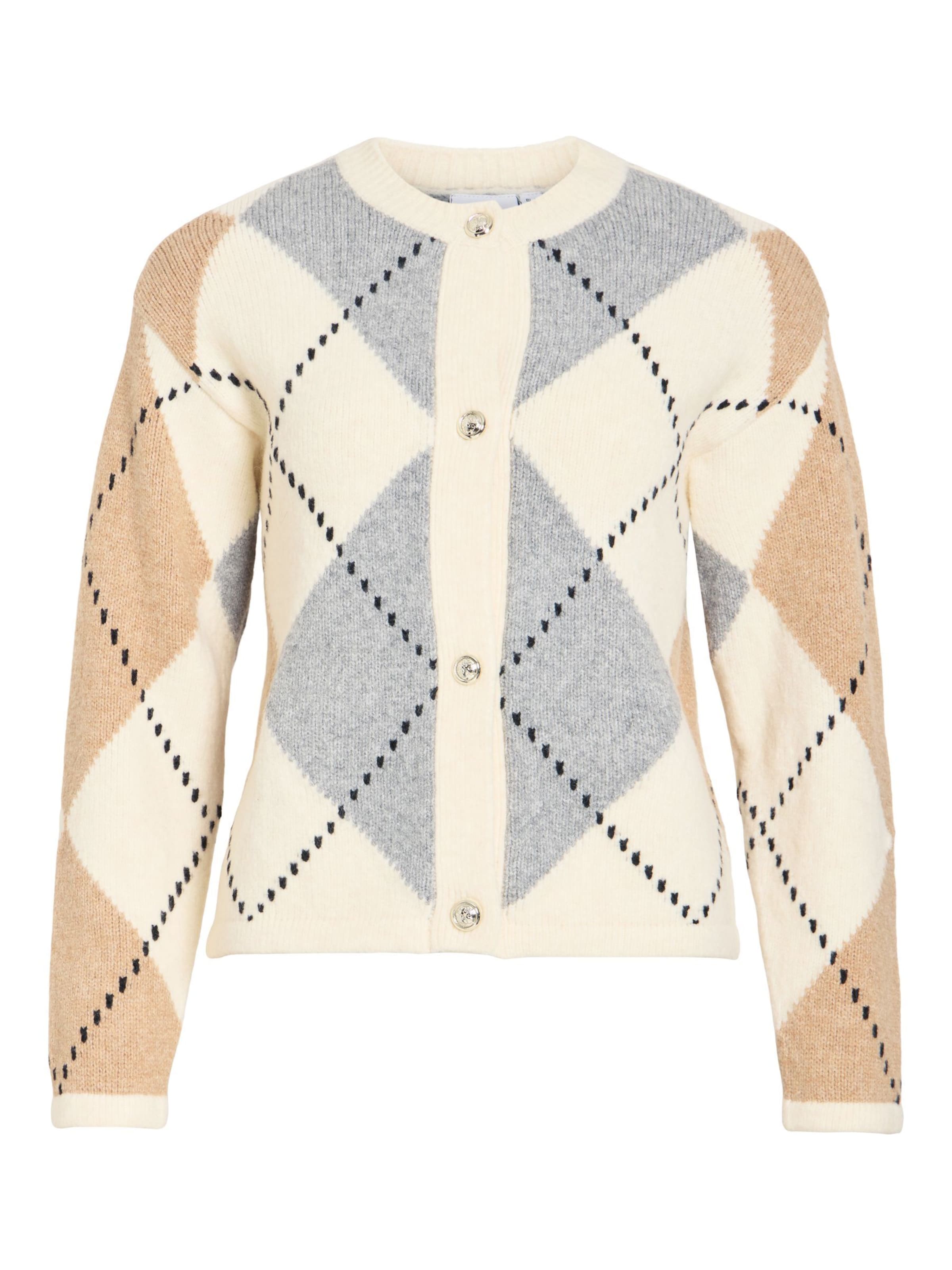 VILA Cardigan 'VICheck' en crème / camel / gris chiné / noir, Vue avec produit