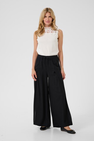 Cream Wide leg Broek 'Venta' in Zwart