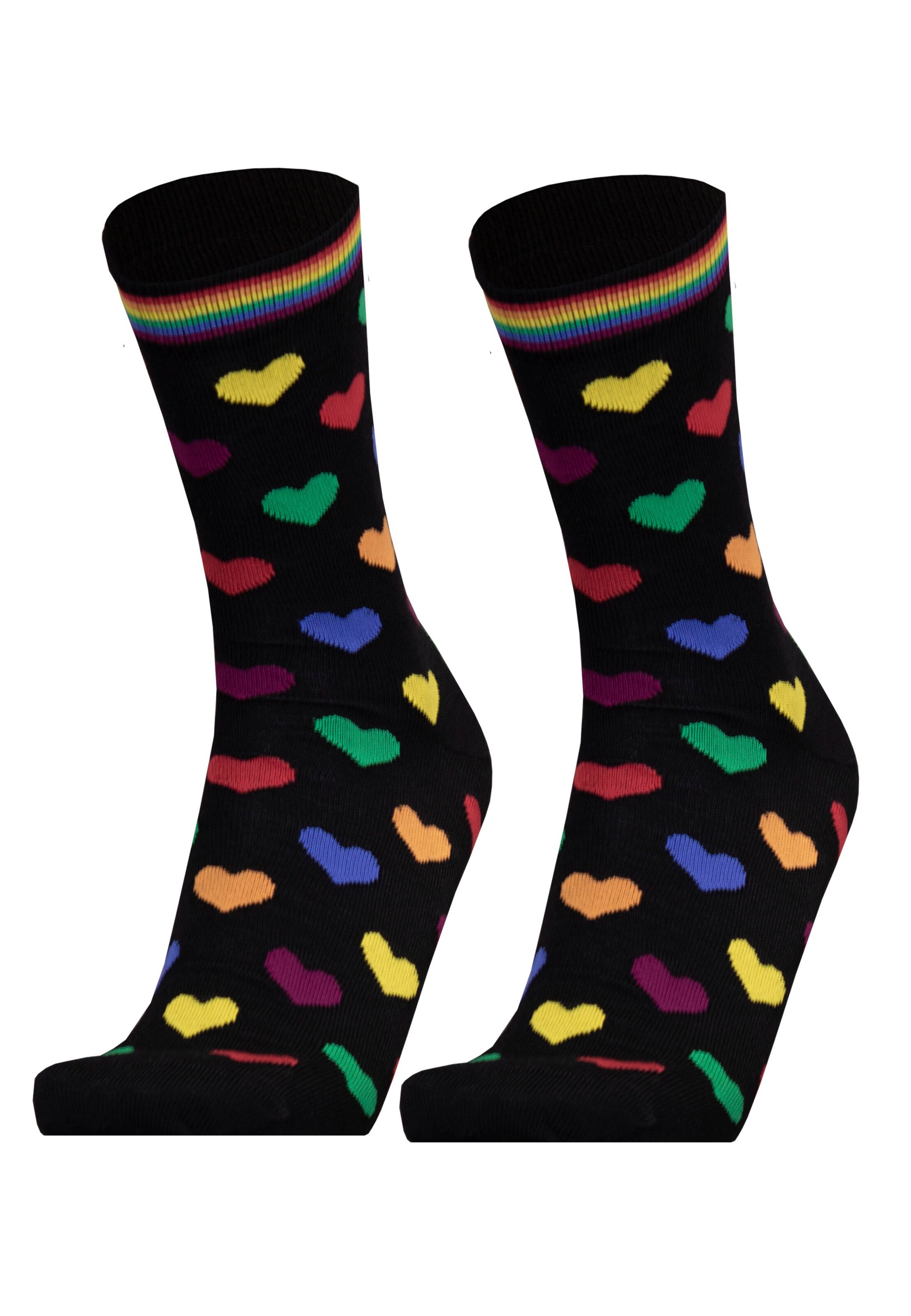 UphillSport Socks 'RAINBOW HEARTS' in Black