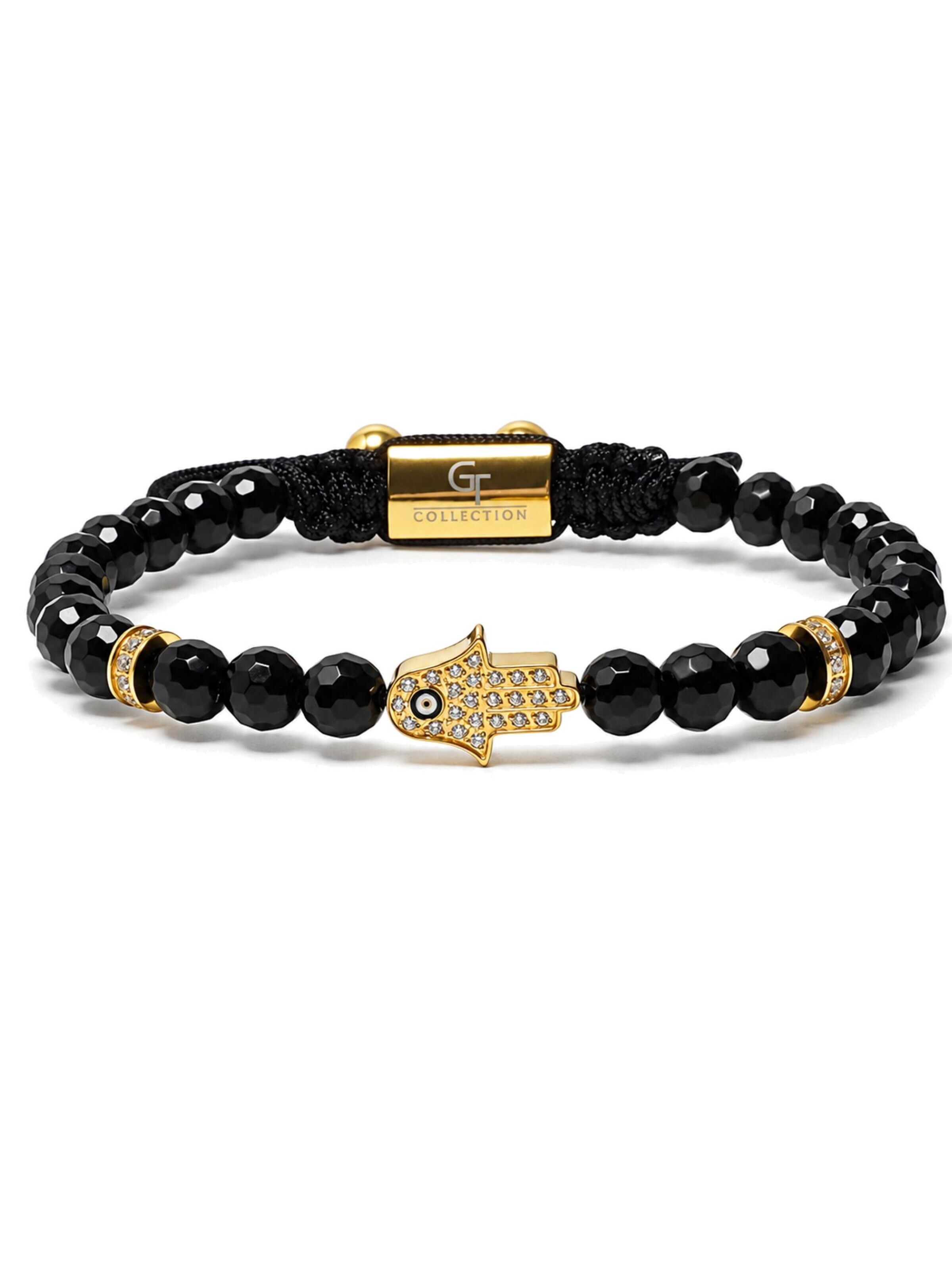 Bracelet 'Hamsa Hand' GT Collection en noir : devant