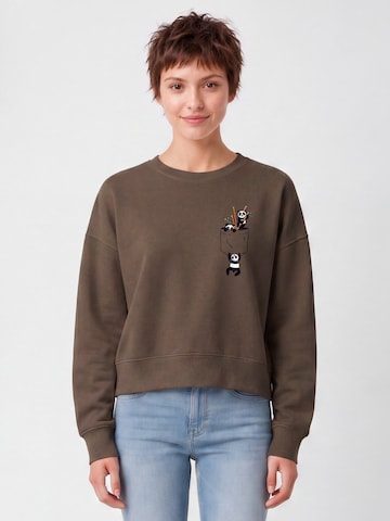 Watapparel Sweatshirt 'Pocket Pandas' in Bruin: voorkant