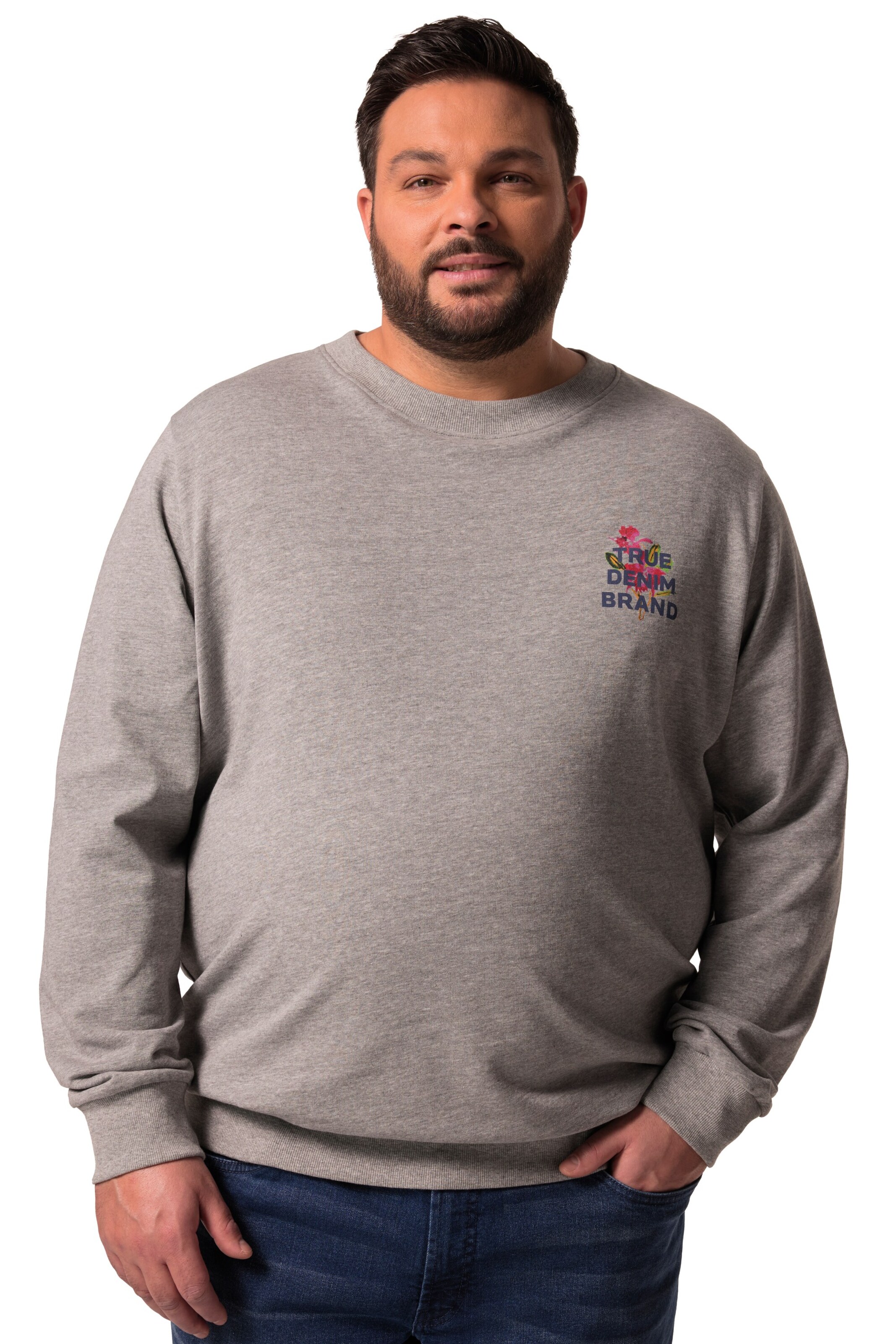 Men Plus Trui in Grijs: voorkant