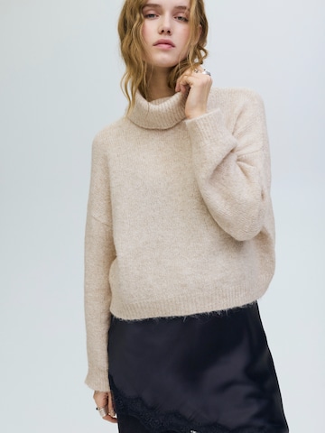 Pull&Bear Pulover | bež barva: sprednja stran