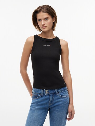 Tommy Jeans Toppi 'ESS' värissä musta: etupuoli