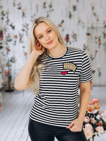 RADADA Shirt 'CROWN AND RED LIPS' in Black
