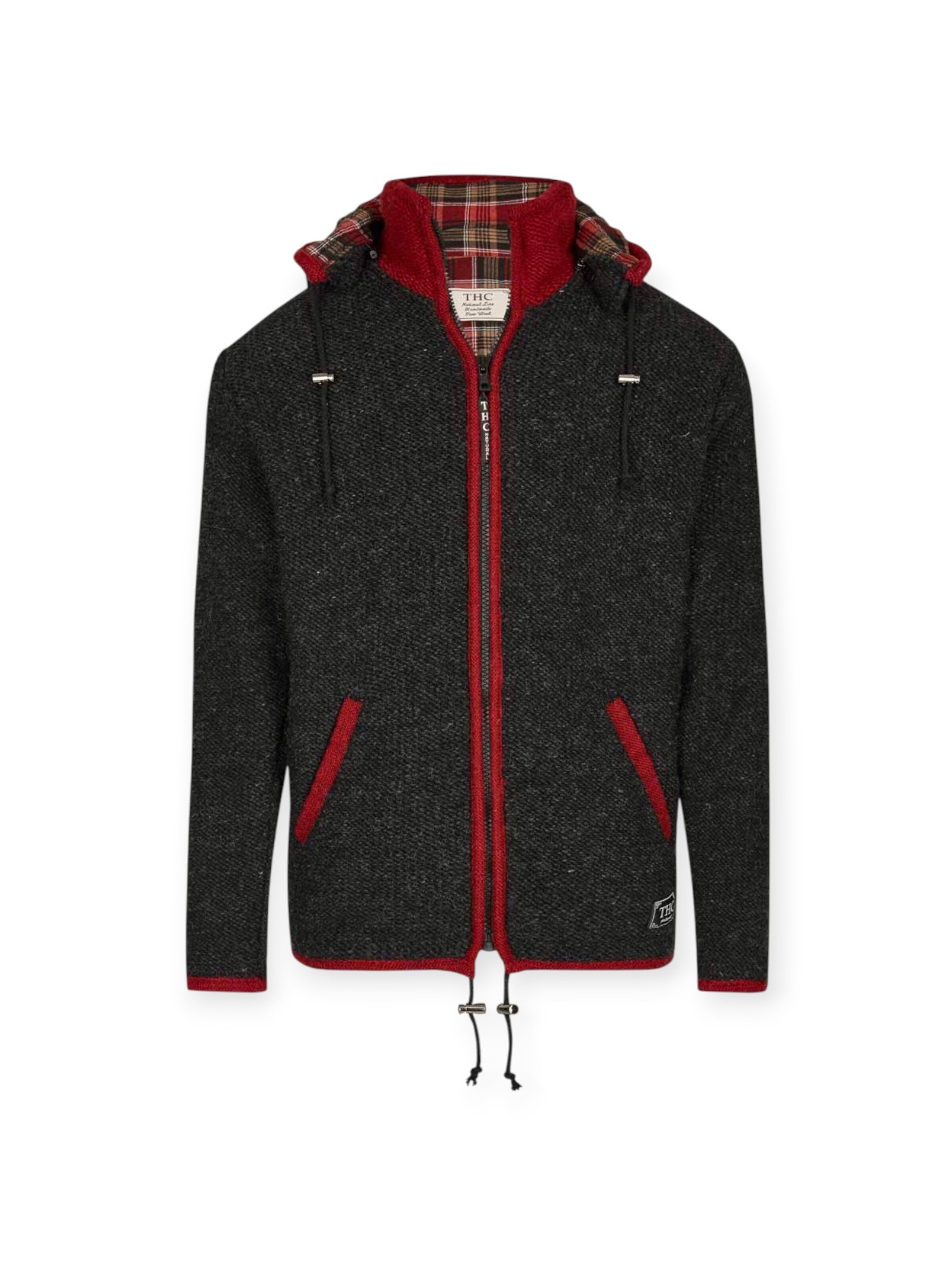 THC Natural Line Knit Cardigan '839' in Black: front