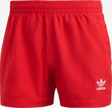 ADIDAS ORIGINALS Kratke kopalne hlače 'Adicolor 3-Stripes' | rdeča barva: sprednja stran