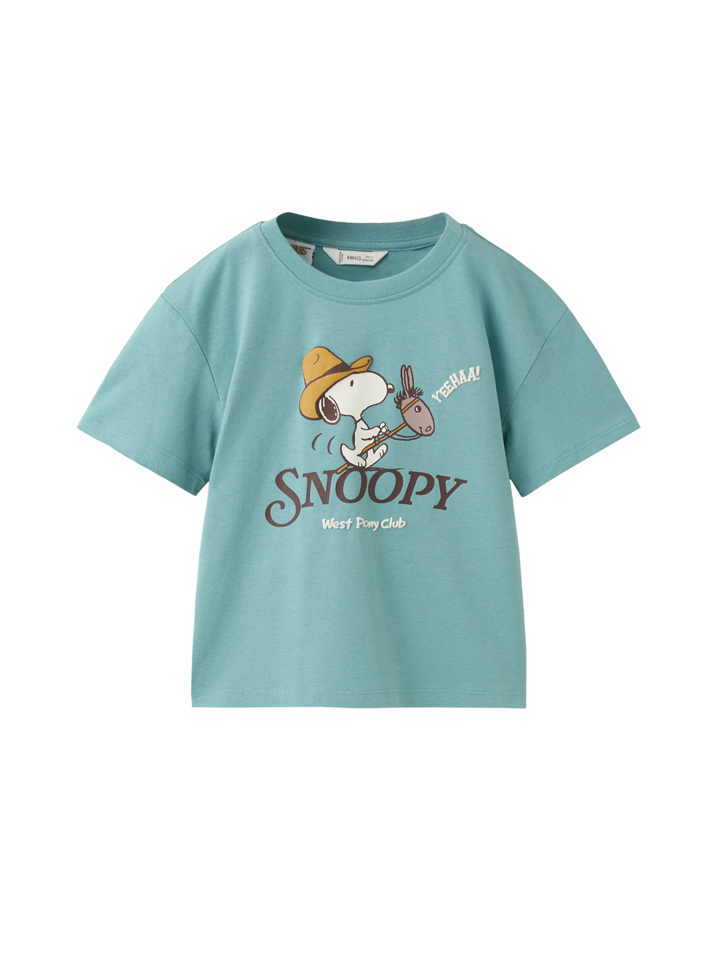 MANGO KIDS T-Shirt 'SNOOPY' in Grün: Vorderseite