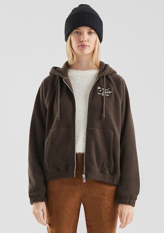 QS Sweatvest in Bruin: voorkant