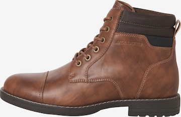 JACK & JONES - Botas com atacadores 'JFWDINNINGTON' em castanho: frente