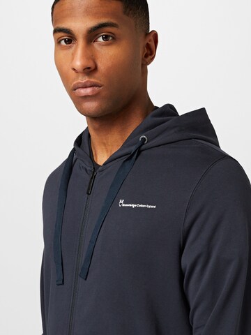 KnowledgeCotton Apparel Zip-Up Hoodie in Black