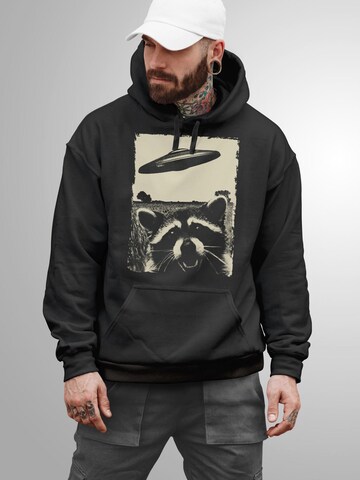 Neverless Sweatshirt 'Ufo Waschbär' in Black