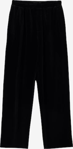 BershkaLoosefit Hlače - crna boja: prednji dio