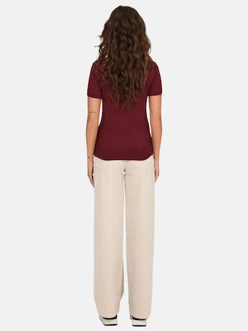 ONLY Shirt 'ONLY ONLCATHERINE SS POLO NECK EX KNT POLO' in Red