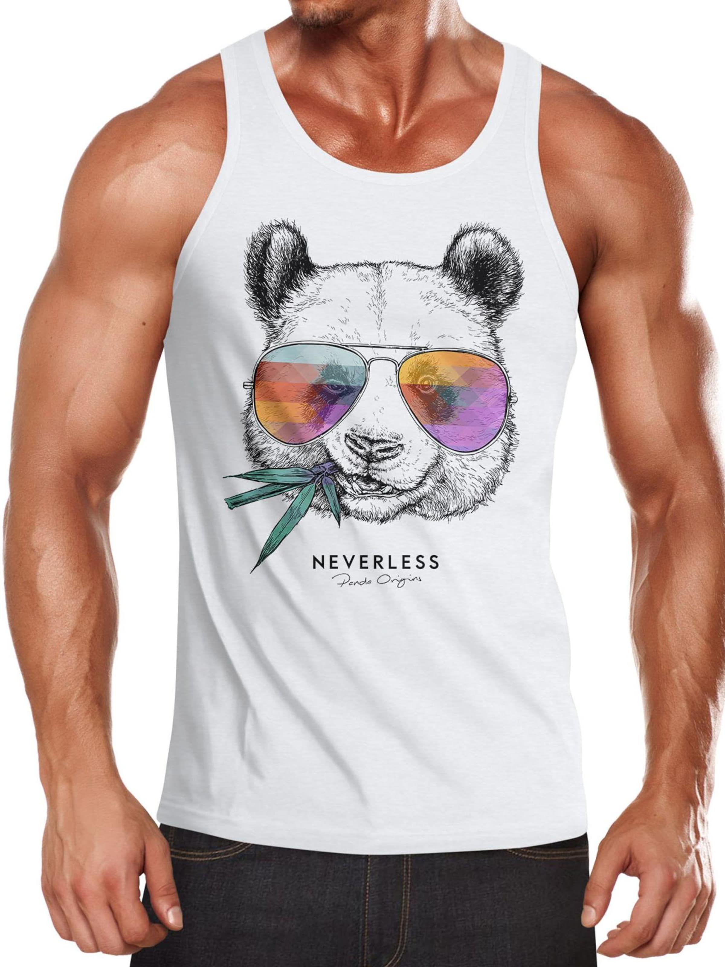Neverless Shirt 'Panda Bambus'‌‌‌‌‌ in Weiß: Vorderseite