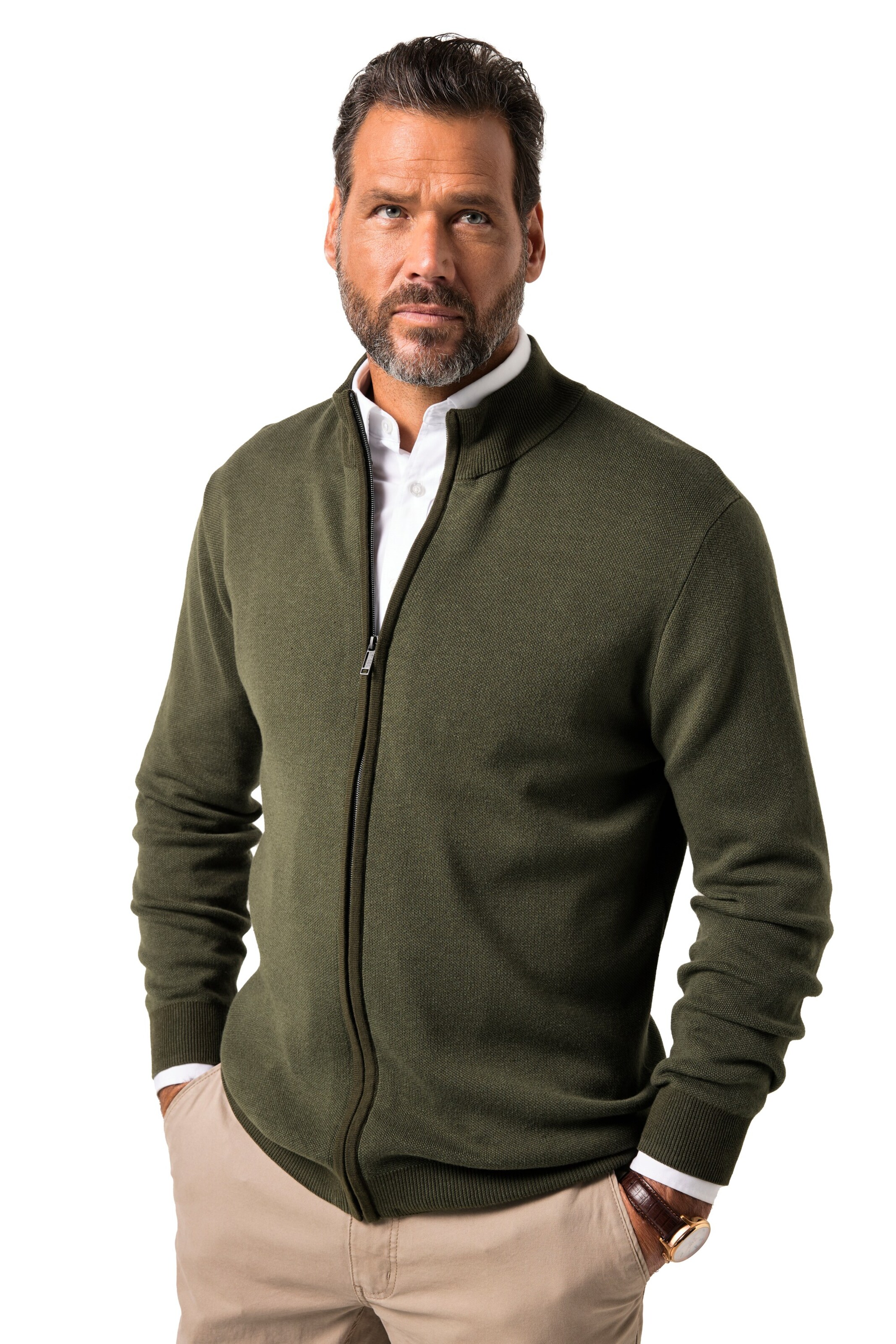 JP1880 Knit cardigan in Green: front