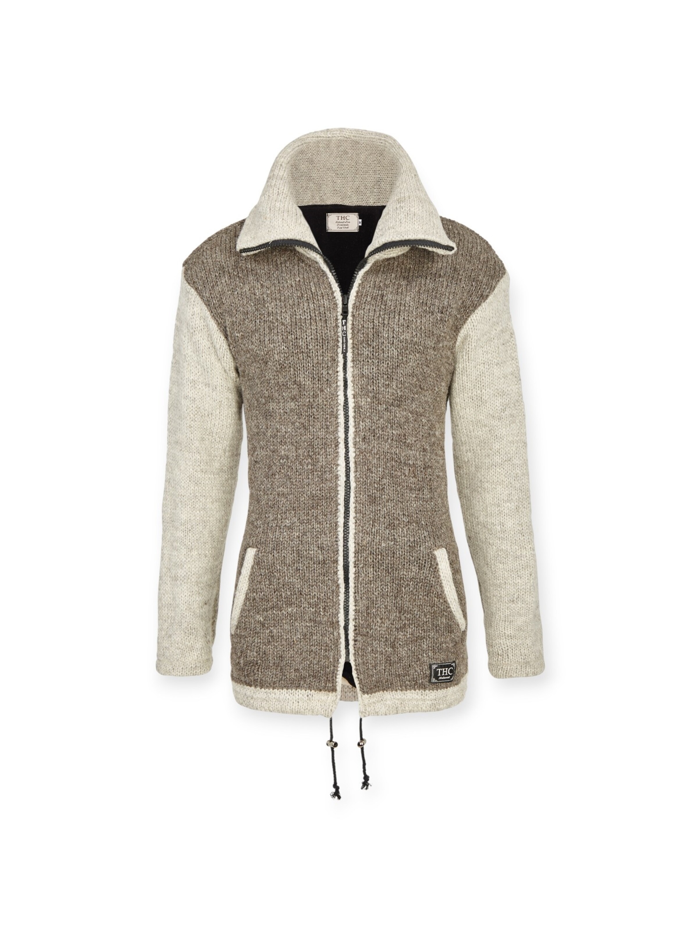 THC Natural Line Strickmantel '902' in Beige: Vorderseite