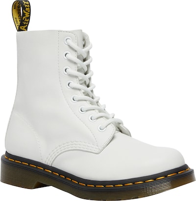 Ghete cu șireturi Dr. Martens pe alb, Vizualizare produs