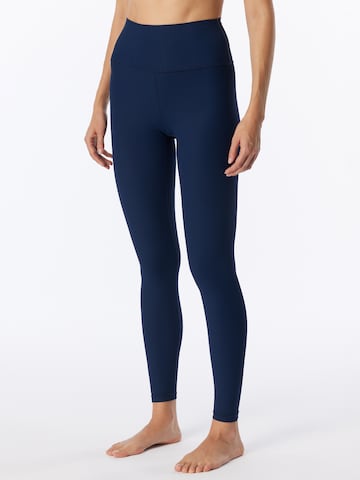 SCHIESSER Skinny Leggings ' High Waist Doppelripp - Active ' in Blauw: voorkant