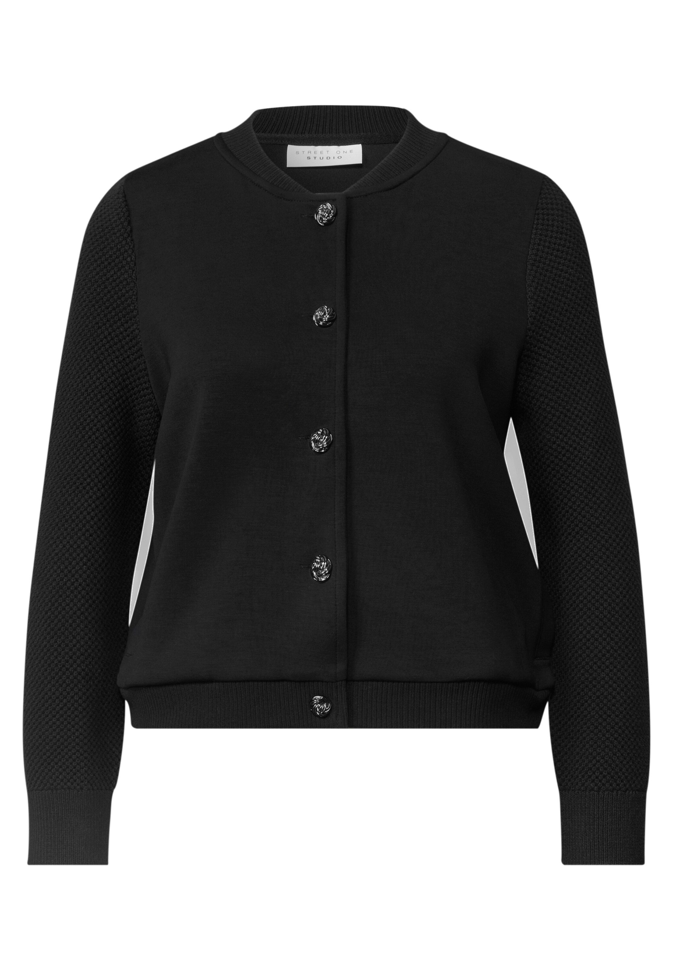 Street One Studio Knit Cardigan in Black: front