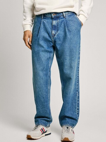 Pepe Jeans Loosefit Bandplooi jeans 'Yale' in Blauw: voorkant