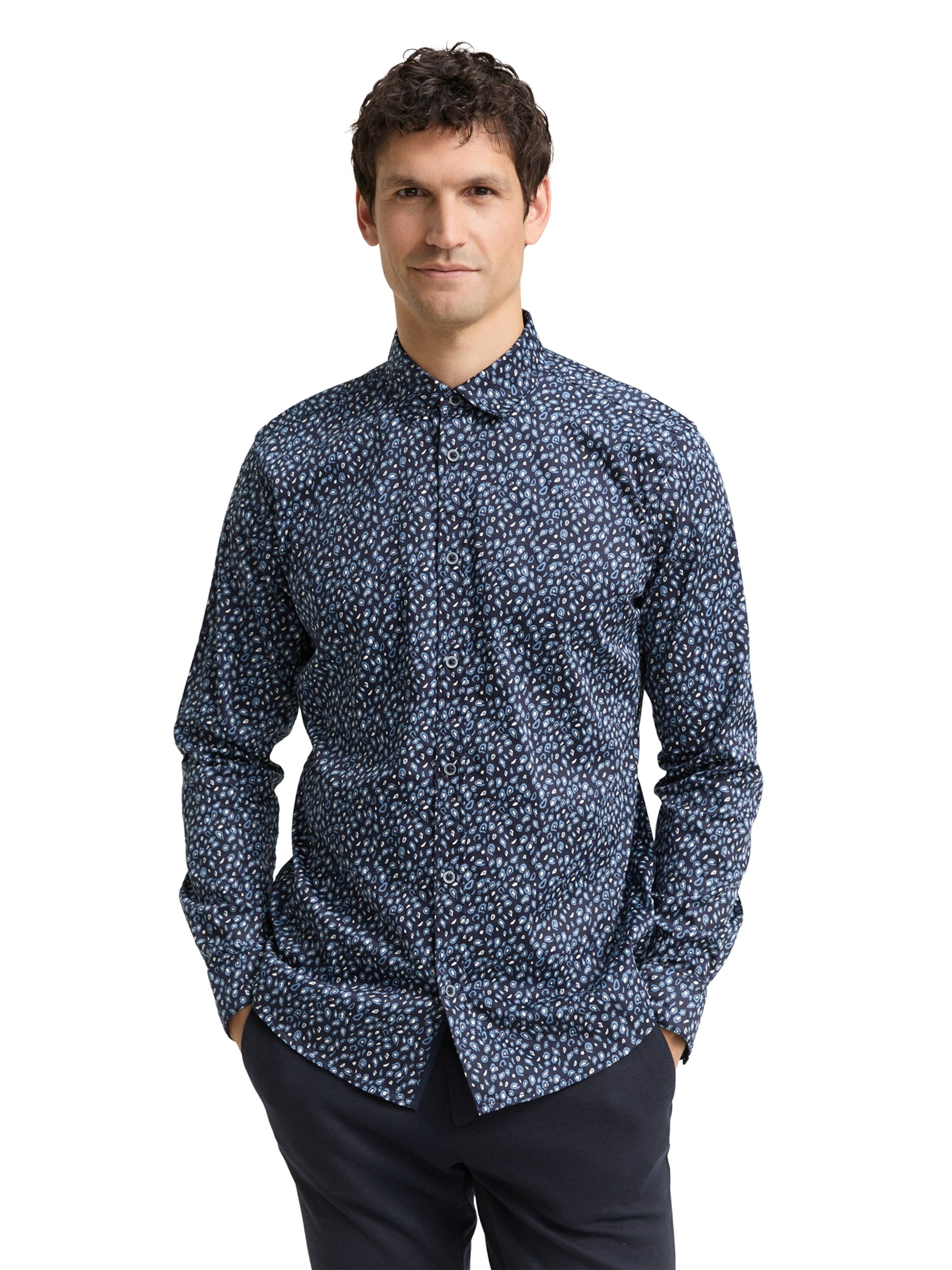 TOM TAILOR Слим Рубашка в Синий: спереди