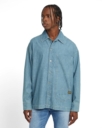 G-STAR Comfort fit Overhemd 'Pocket' in Blauw: voorkant