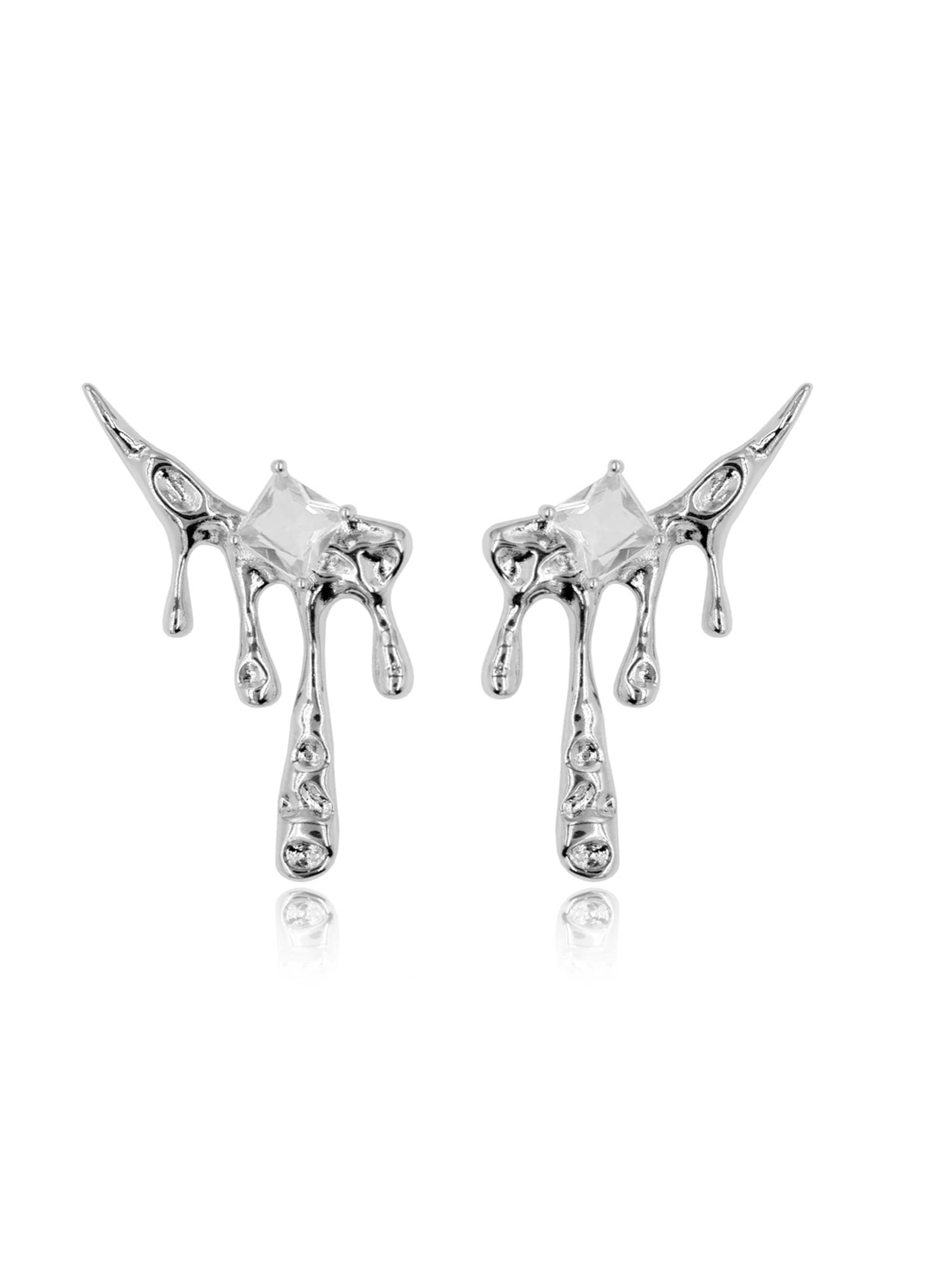 Nightini Earrings 'Silberfarbene Tropfen Ohrstecker' in Silver: front