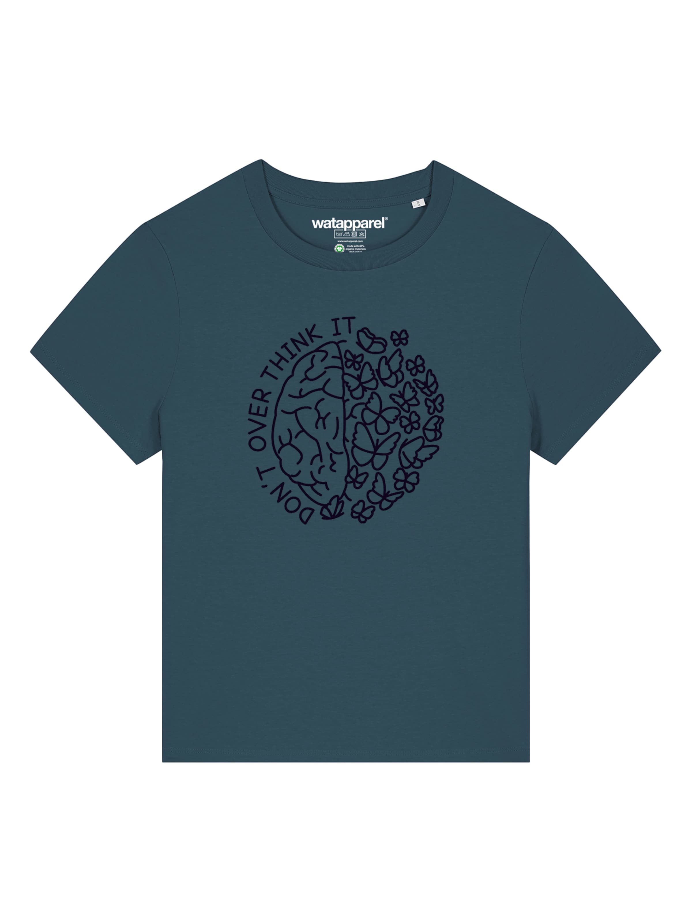 Watapparel T-Shirt 'Don't Overthink It' in Grün: Vorderseite