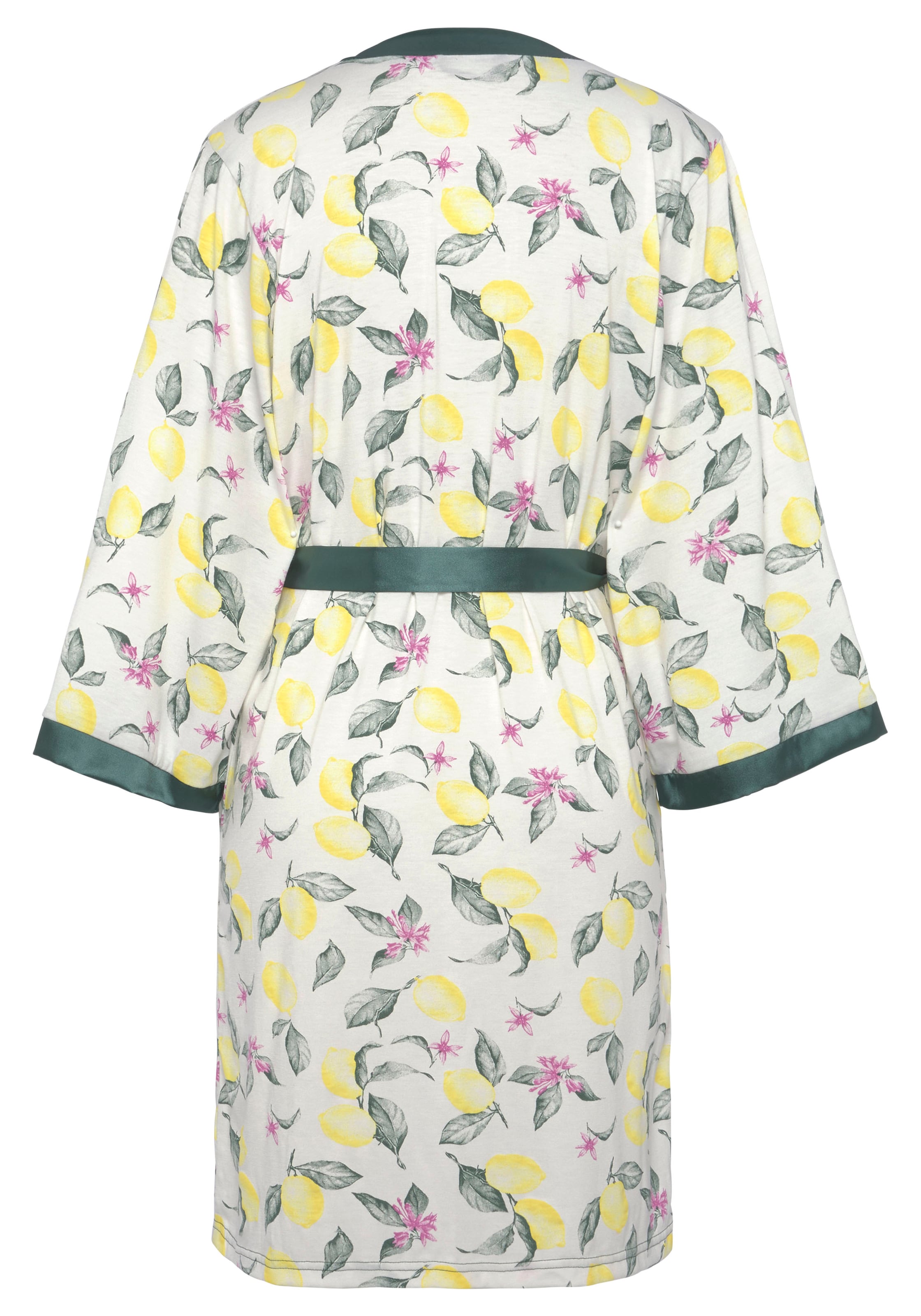 LASCANA Hommikumantel 'Summer Fruits', värv kollane: tagant vaates