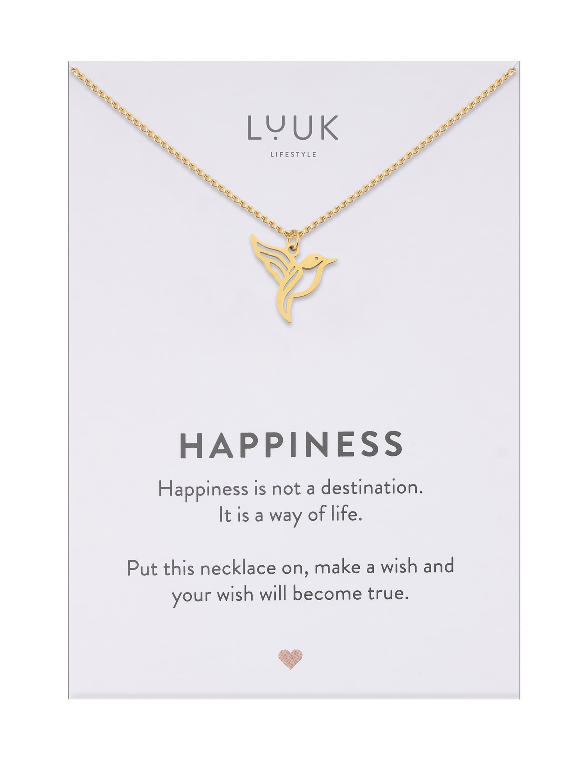 LUUK LIFESTYLE Necklace 'LUUK LIFESTYLE Halskette "Kolibri"' in Gold: front