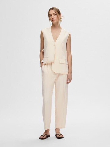 SELECTED FEMME Tapered Pleat-Front Pants 'SELFINA' in Beige
