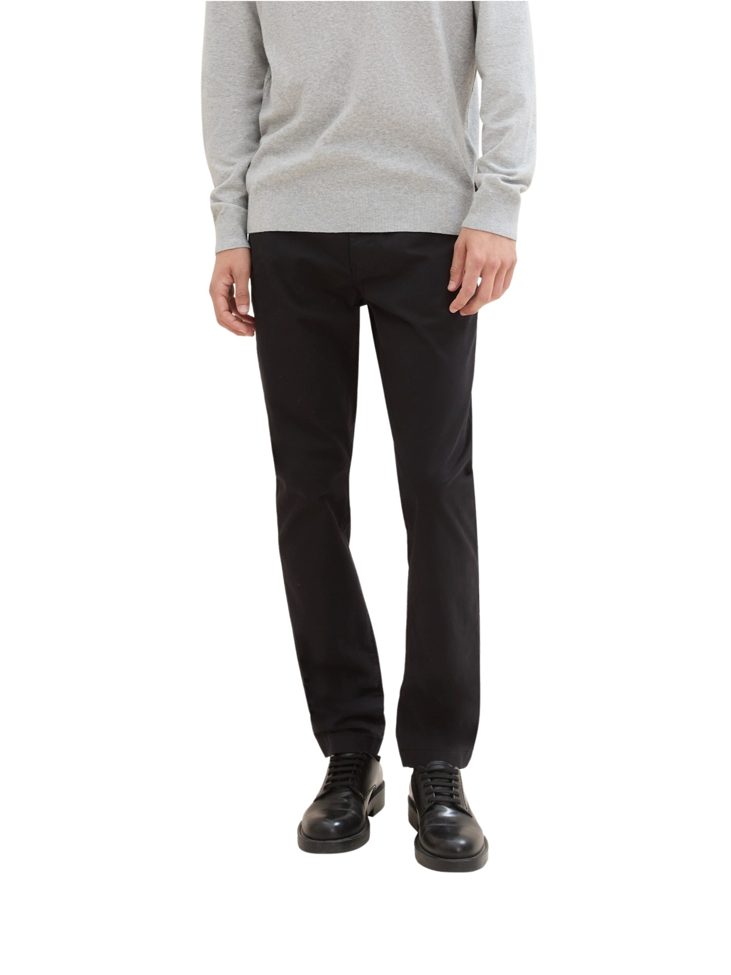 juoda TOM TAILOR Standartinis „Chino“ stiliaus kelnės: priekis