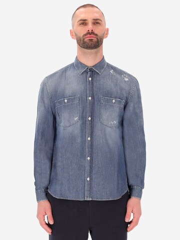 Distretto12 Regular fit Overhemd in Blauw: voorkant