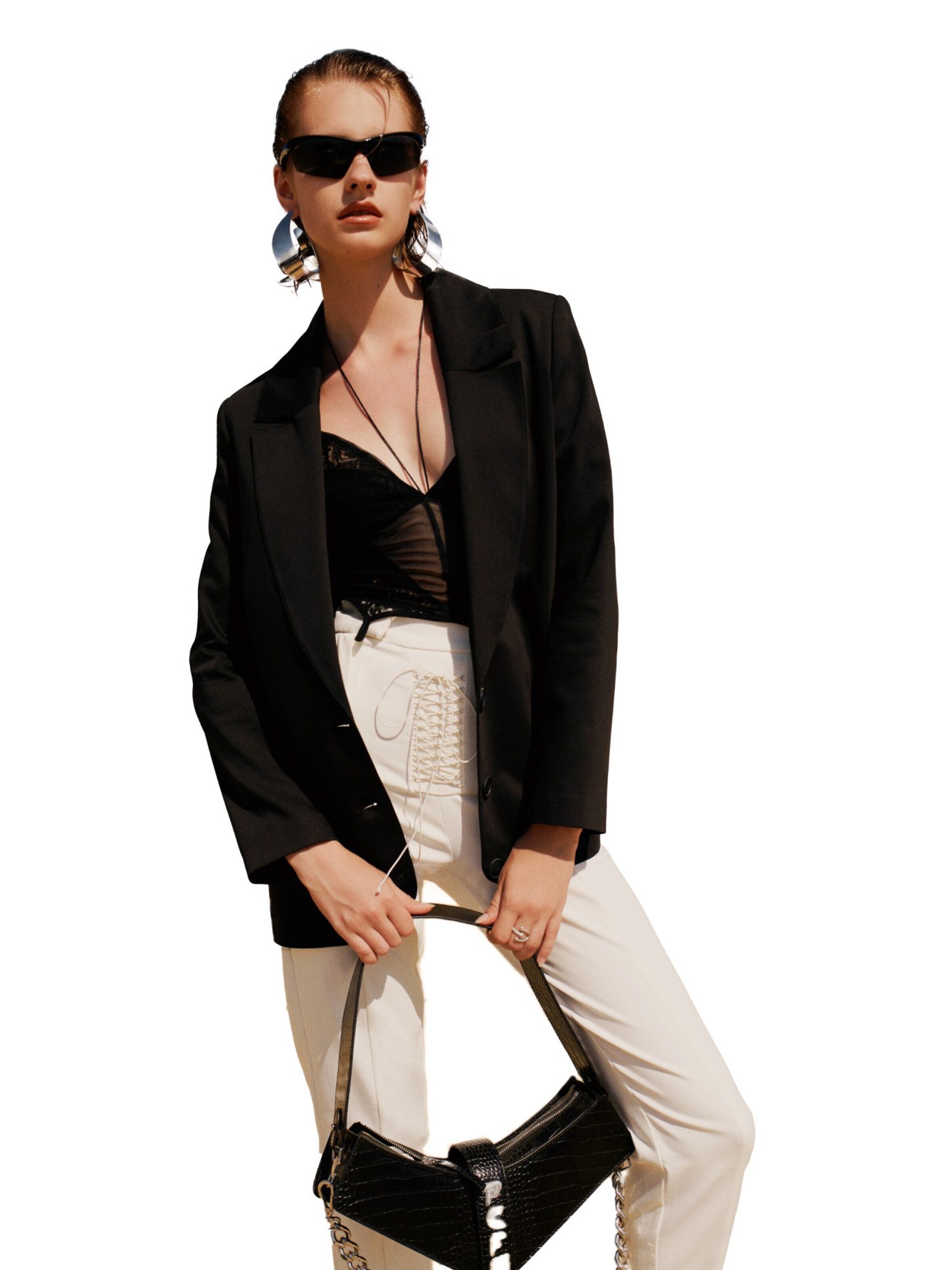 Coupe slim Pantalon à pince PCFG en blanc