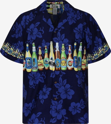 KY's Overhemd 'Bierflaschen Brustdruck' in Blauw: voorkant