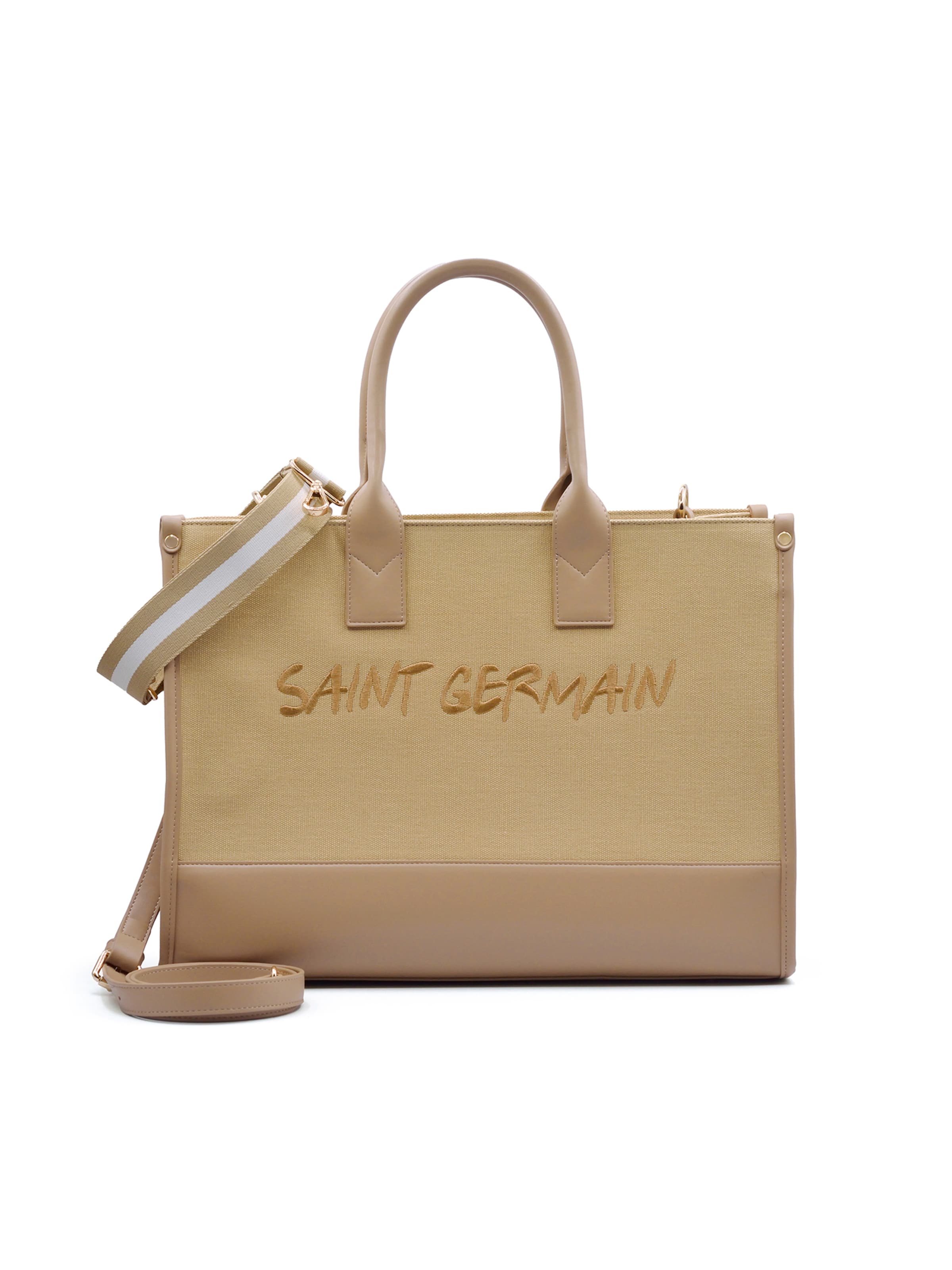 Cabas 'QUARTIER LATIN' Ateliers Saint Germain en beige : devant