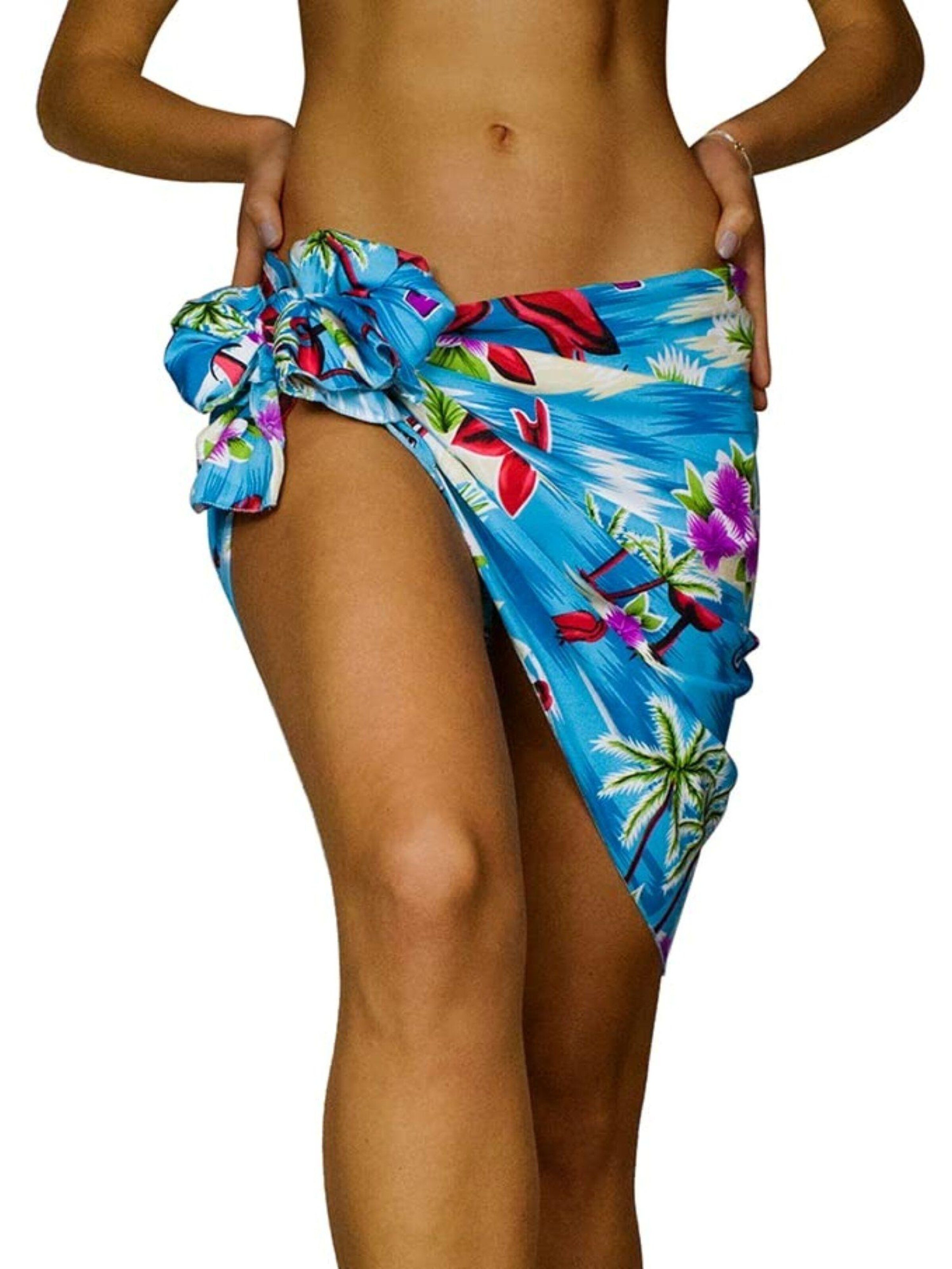 King Kameha Scarf 'Flamingos' in Blue: front