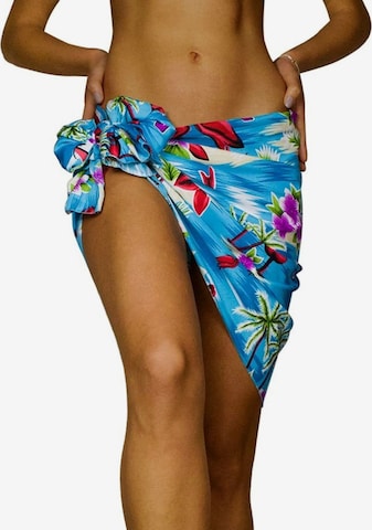 King Kameha Scarf 'Flamingos' in Blue: front