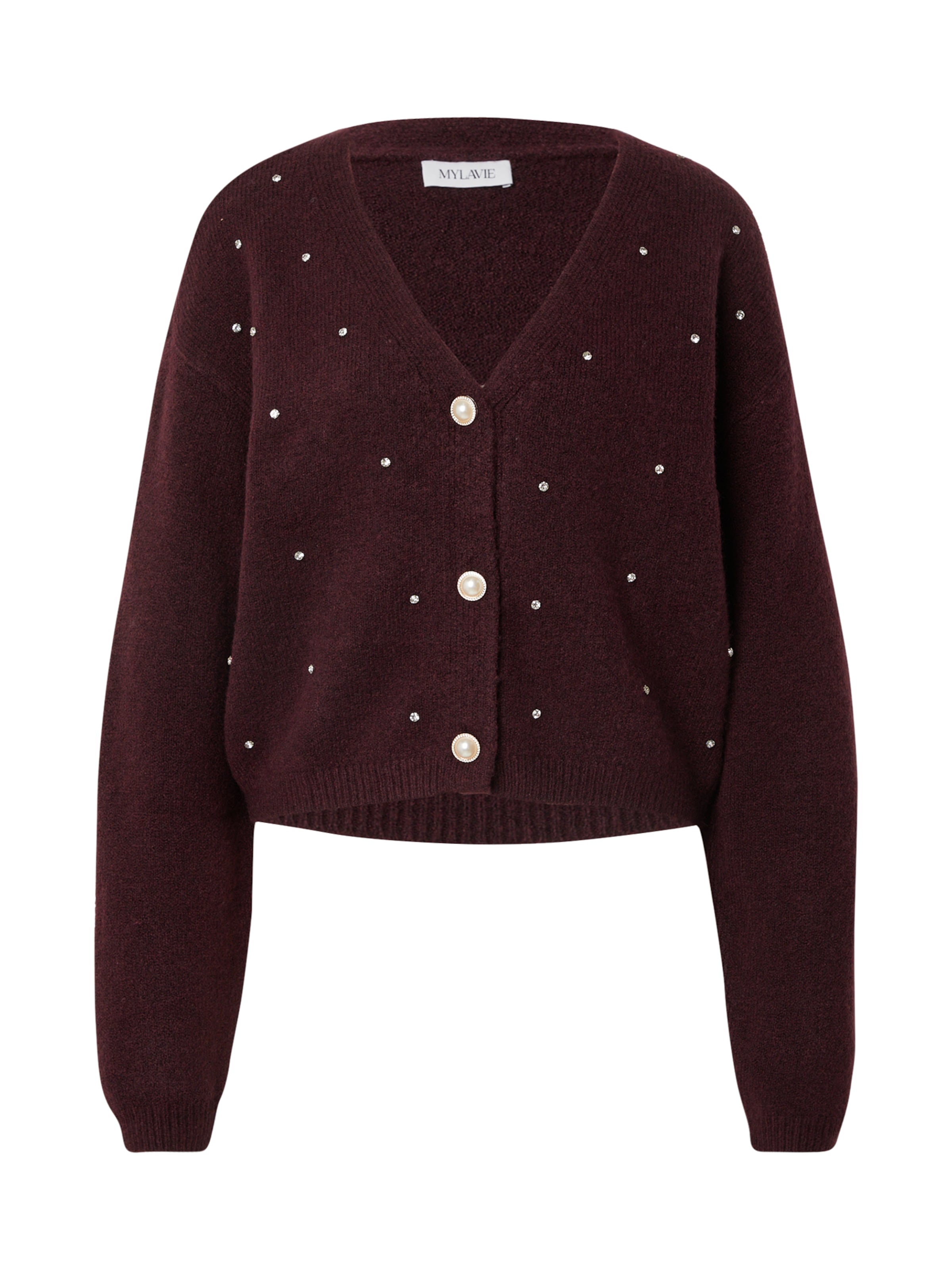 MYLAVIE by Sarah Harrison Πλεκτή ζακέτα σε σκούρο κόκκινο, Άποψη προϊόντος