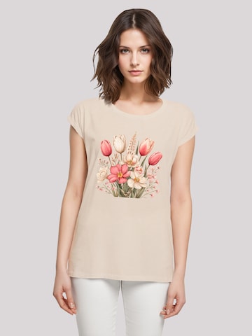 T-shirt 'Rosa weißer Frühlingsblumenstrauß' F4NT4STIC en beige : devant