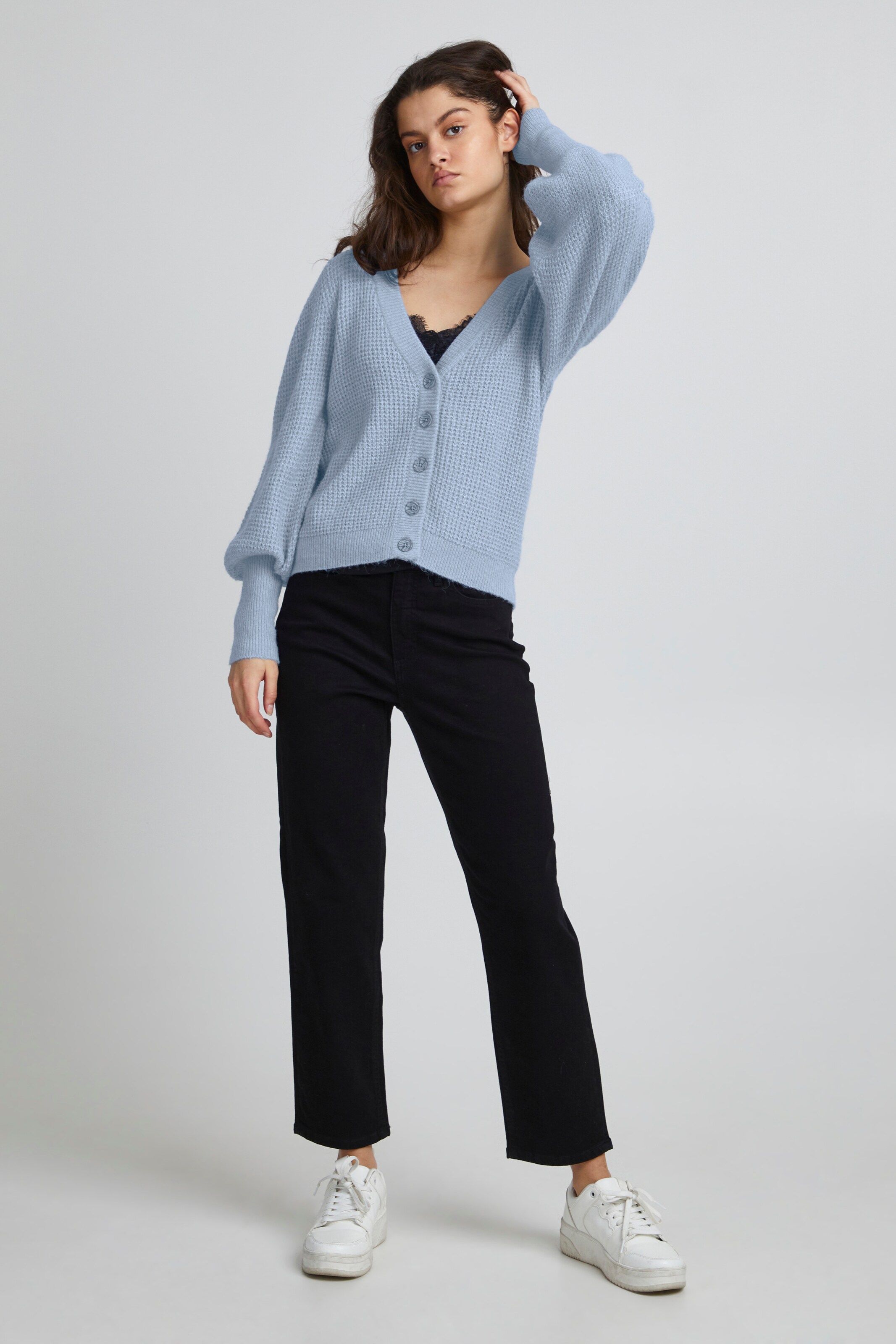 Frauen Pullover & Strick ICHI Strickjacke 'IHDUSTY' in Hellblau - SQ15564 Frauen Pullover & Strick ICHI Strickjacke 'IHDUSTY' in Hellblau - SQ15564