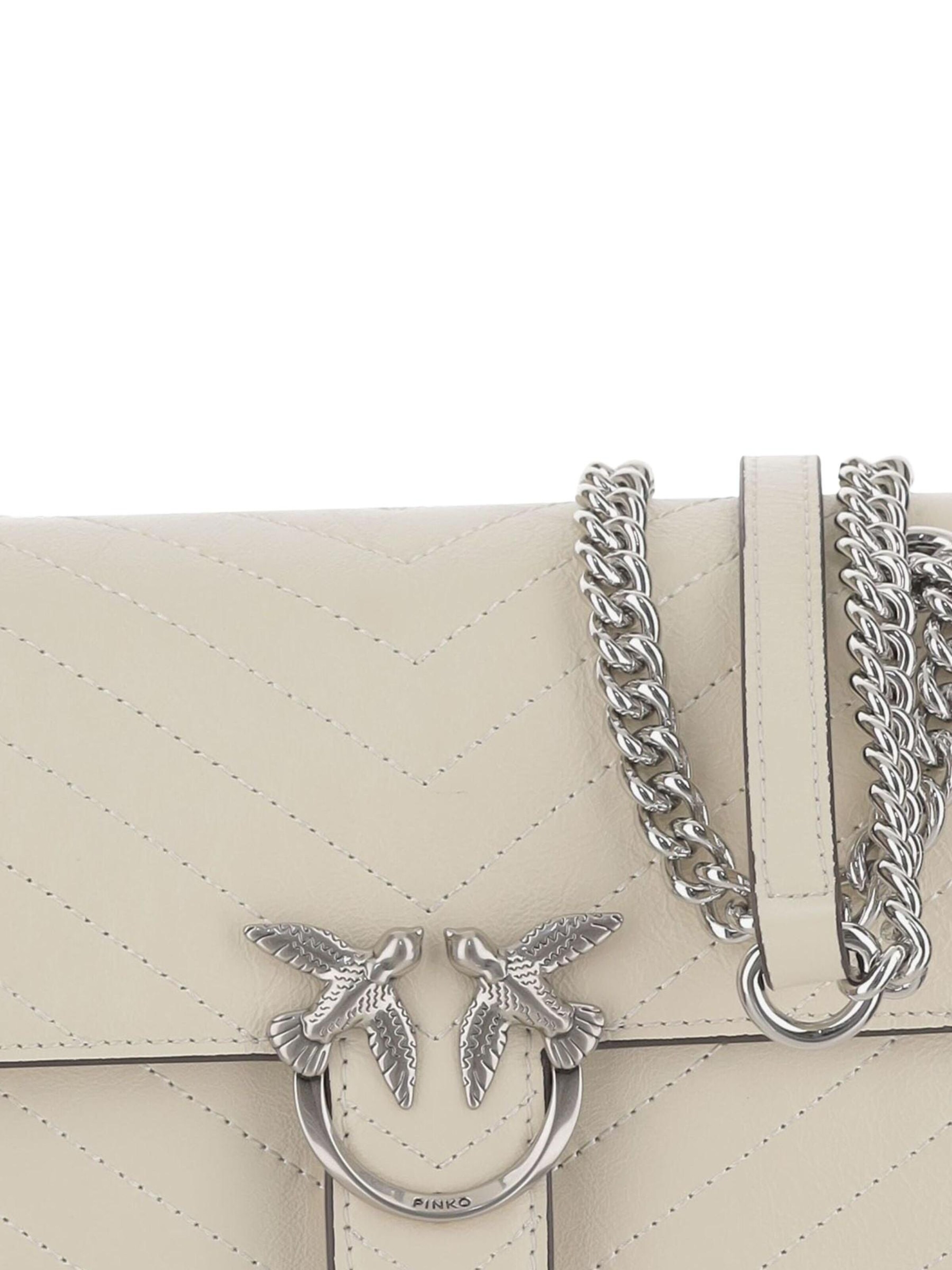 PINKO - Mala de ombro 'Pinko Sac Rabat Love One Light Mini Vitello Wr Blanc' em branco