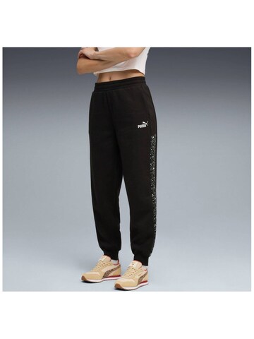 PUMA Tapered Sports trousers 'Puma Ess Graphic Animal Comfort High-waist Sweatpants' in Black